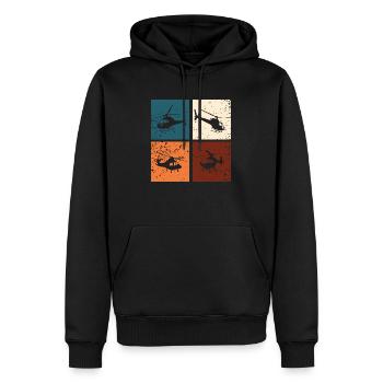 Hélicoptère Retro Hélicoptère Idée Cadeau - Sweat à capuche Premium bio Homme - noir - Devant - Nico (187cm)