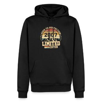 Made in 2007 - Aged with perfection - Men’s Premium Organic Hoodie - black - Front - Nico (187cm)
