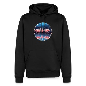 Flamingo Flock Tropical, Liebe Flamingos - Männer Premium Bio Hoodie - Schwarz - Vorne - Nico (187cm)