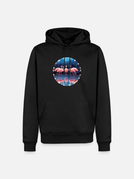 Flamingo Flock Tropical, Love Flamingos - Men’s Premium Organic Hoodie - black
