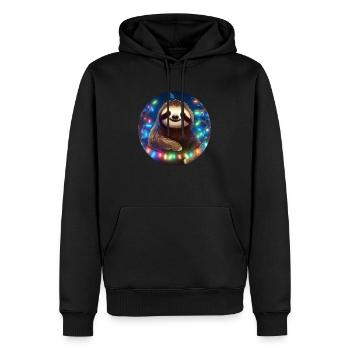 Faultier im Weihnachtsschmuck, Liebe Faultiere - Männer Premium Bio Hoodie - Schwarz - Vorne - Nico (187cm)