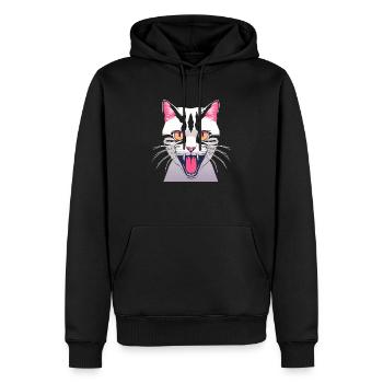 Chat en colère - Sweat à capuche Premium bio Homme - noir - Devant - Nico (187cm)