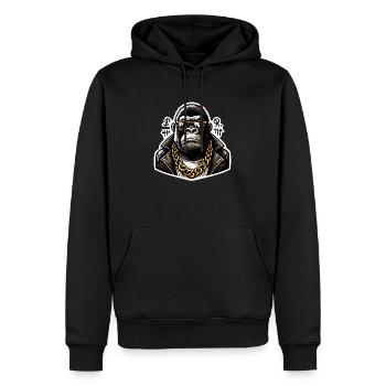 gorille avec chaine en or - Sweat à capuche Premium bio Homme - noir - Devant - Nico (187cm)