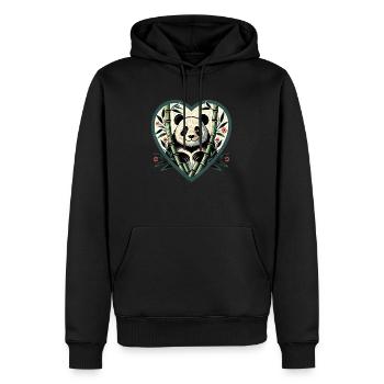 Pandabär Bambus - Männer Premium Bio Hoodie - Schwarz - Vorne - Nico (187cm)