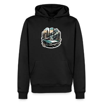 voiture vintage americaine et sportive - Sweat à capuche Premium bio Homme - noir - Devant - Nico (187cm)