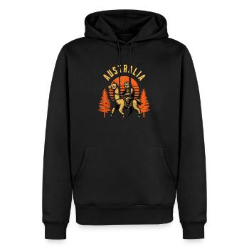 Australia - Faultier reitet Lama lustig - Männer Premium Bio Hoodie - Schwarz - Vorne - Nico (187cm)