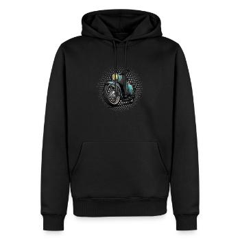 Accordage Schwalbe (turquoise / rouille) // Illustration - Sweat à capuche Premium bio Homme - noir - Devant - Nico (187cm)