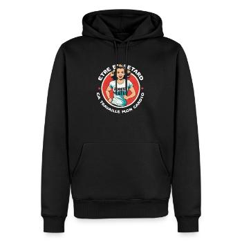 Spätes Cardio - Sport Humor - Männer Premium Bio Hoodie - Schwarz - Vorne - Nico (187cm)