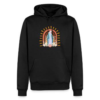 Lourdes - Men’s Premium Organic Hoodie - black - Front - Nico (187cm)