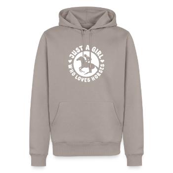 Just A Girl Who Loves Horses - Men’s Premium Organic Hoodie - taupe - Front - Nico (187cm)