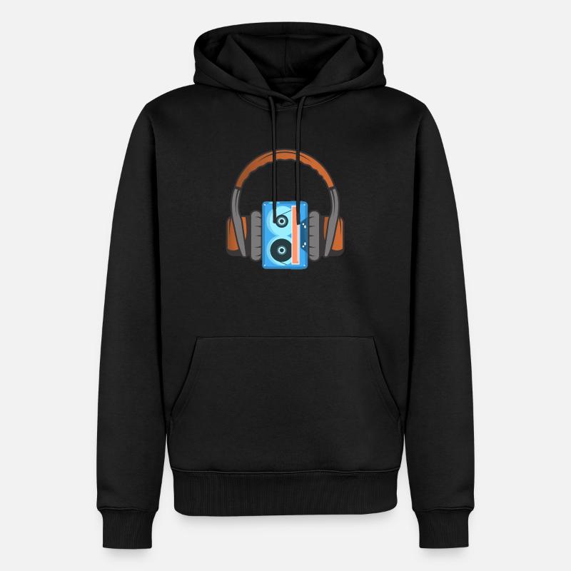 Casque et cassette audio - Sweat à capuche Premium bio Homme - noir