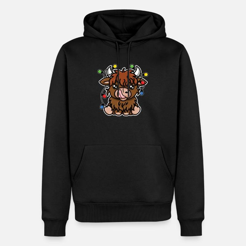 Vache Highland pour Noël - Sweat à capuche Premium bio Homme - noir