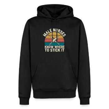 Humour masculin - Sweat à capuche Premium bio Homme - noir - Devant - Nico (187cm)