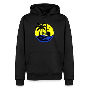 Île Palmiers Mer - Sweat à capuche Premium bio Homme - noir - Devant - Nico (187cm)