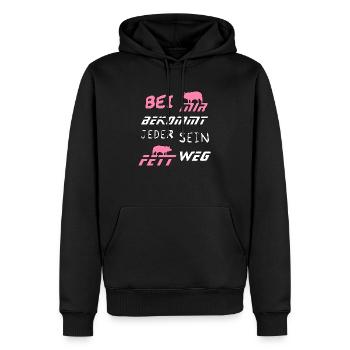 Bei mir bekommt Jeder sein Fett weg - Männer Premium Bio Hoodie - Schwarz - Vorne - Nico (187cm)