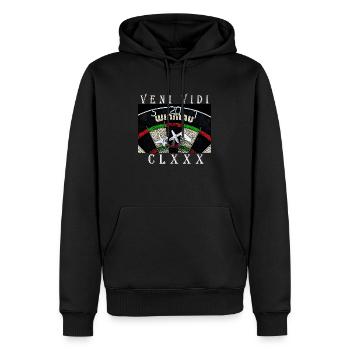 veni vidi 180 - Sweat à capuche Premium bio Homme - noir - Devant - Nico (187cm)
