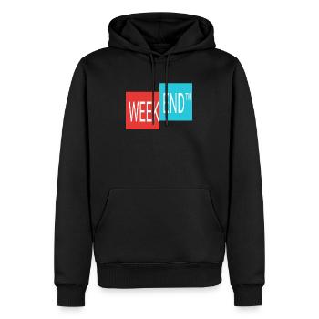 Weekend finally weekend - Men’s Premium Organic Hoodie - black - Front - Nico (187cm)