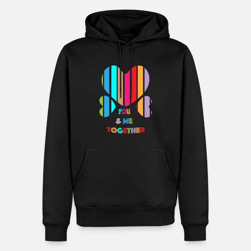 du und ich, gemeinsam - Männer Premium Bio Hoodie - Schwarz