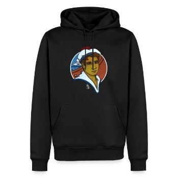 FRANÇOIS DER SÜSSWASSERSEGLER - Männer Premium Bio Hoodie - Schwarz - Vorne - Nico (187cm)