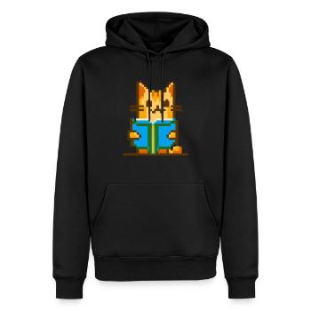Pixelgrafik für rote Katzen - Männer Premium Bio Hoodie - Schwarz - Vorne - Nico (187cm)