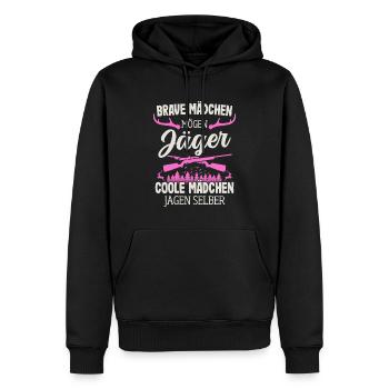 Jäger Mädchen Jagen Selber Hirsch Jagd Jägerin - Männer Premium Bio Hoodie - Schwarz - Vorne - Nico (187cm)