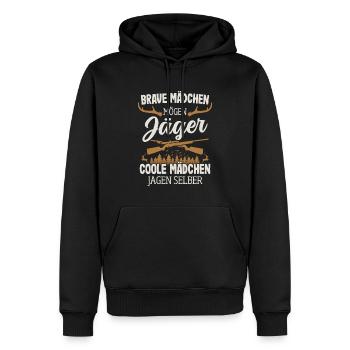 Jäger Mädchen Jagen Selber Hirsch Jagd Jägerin - Männer Premium Bio Hoodie - Schwarz - Vorne - Nico (187cm)