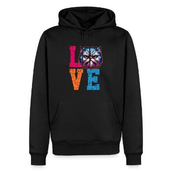 Grumpy love cat - Männer Premium Bio Hoodie - Schwarz - Vorne - Nico (187cm)