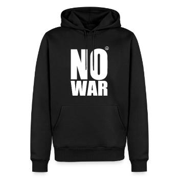 No war - Sweat à capuche Premium bio Homme - noir - Devant - Nico (187cm)