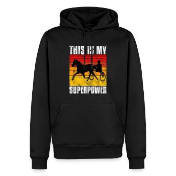 Ceci est ma Superpower Trotting Race Trabreiter Sulky - Sweat à capuche Premium bio Homme - noir - Devant - Nico (187cm)