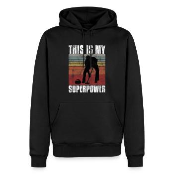 Curling is my Superpower Curler Eisstockschießen - Men’s Premium Organic Hoodie - black - Front - Nico (187cm)