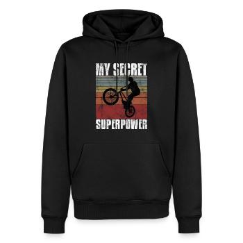 Le BMX est mon cadeau secret de bicyclette de roue de superpuissance - Sweat à capuche Premium bio Homme - noir - Devant - Nico (187cm)