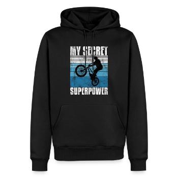 Le BMX est mon cadeau secret de bicyclette de roue de superpuissance - Sweat à capuche Premium bio Homme - noir - Devant - Nico (187cm)