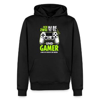 Gamer-Bruderhood: Zocken für Jungen - Männer Premium Bio Hoodie - Schwarz - Vorne - Nico (187cm)