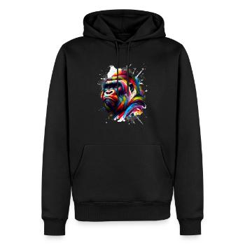 Bunter Gorilla Kunstwerk Gorillas - Männer Premium Bio Hoodie - Schwarz - Vorne - Nico (187cm)