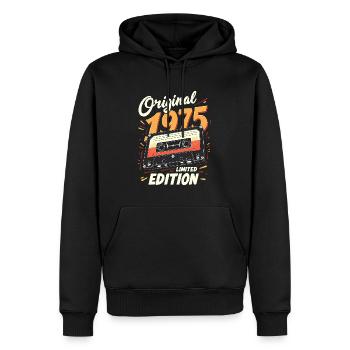50ème Anniversaire Homme Femme 50 Ans 1975 Cadeau - Sweat à capuche Premium bio Homme - noir - Devant - Nico (187cm)