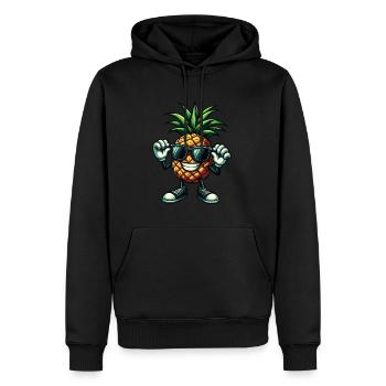 Cool Pineapple with Sunglasses Comic Fruit - Men’s Premium Organic Hoodie - black - Front - Nico (187cm)