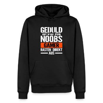 Patience is for beginners - Noob Gaming - Men’s Premium Organic Hoodie - black - Front - Nico (187cm)