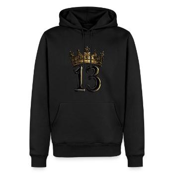 13 Zahl Krone - Männer Premium Bio Hoodie - Schwarz - Vorne - Nico (187cm)