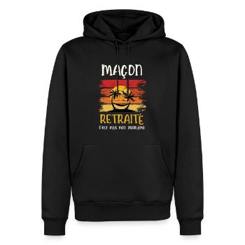 maçon retraité - Sweat à capuche Premium bio Homme - noir - Devant - Nico (187cm)