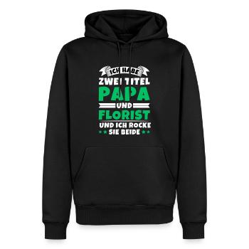 Ich habe 2 Titel Papa und Florist - Männer Premium Bio Hoodie - Schwarz - Vorne - Nico (187cm)