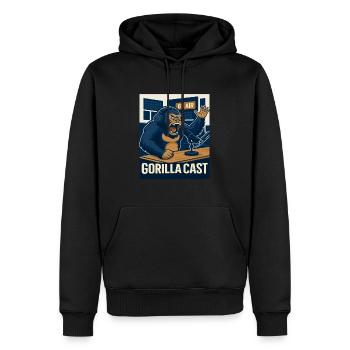 Gorilla Podcast on Air Studio Funny Podcaster - Men’s Premium Organic Hoodie - black - Front - Nico (187cm)