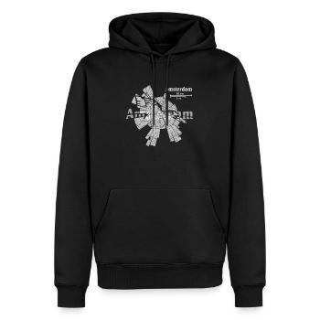 Amsterdam Karte - Männer Premium Bio Hoodie - Schwarz - Vorne - Nico (187cm)