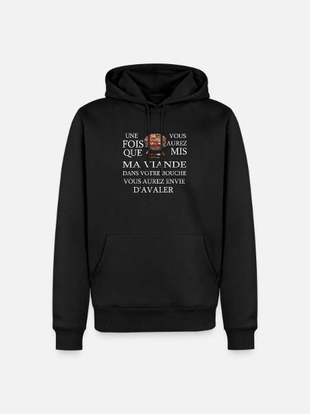 Viande Barbecue Gril - Sweat à capuche Premium bio Homme - noir