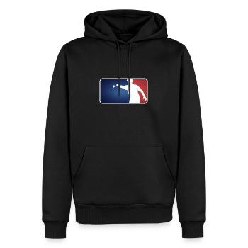 Petanque Boule Logo Pétanque Major League Style - Männer Premium Bio Hoodie - Schwarz - Vorne - Nico (187cm)