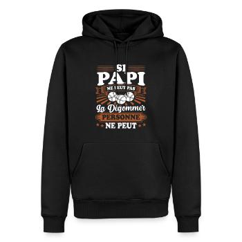 Si Papi Ne Peut Pas La Dégommer Personne Ne Peut - Sweat à capuche Premium bio Homme - noir - Devant - Nico (187cm)