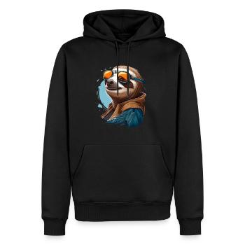 Paresseux avec lunettes d’aviateur - Sweat à capuche Premium bio Homme - noir - Devant - Nico (187cm)