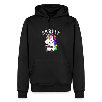 Gamer Einhorn - Geschenkidee - Männer Premium Bio Hoodie - Schwarz - Vorne - Nico (187cm)