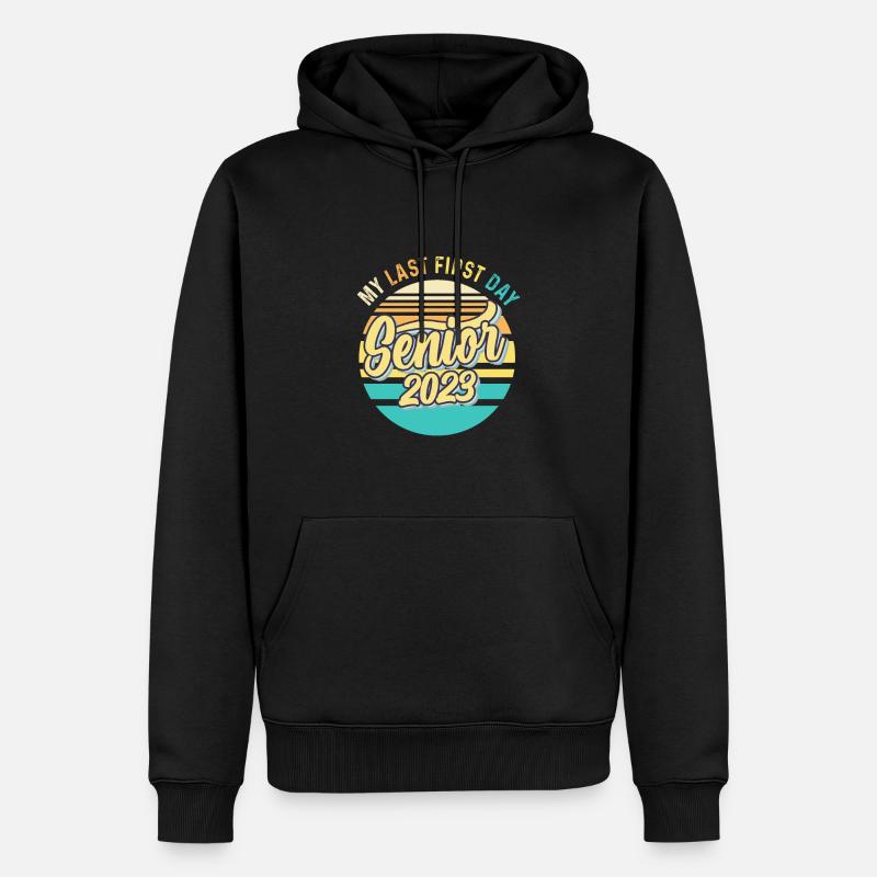 Mon dernier premier jour de classe senior de 2023 - Sweat à capuche Premium bio Homme - noir