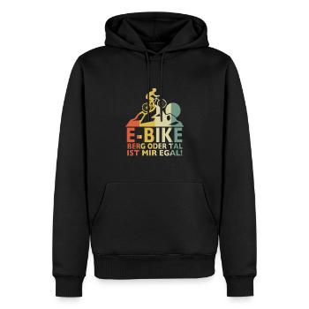 E Bike E-Bike Berg oder Tal ist mir egal - Männer Premium Bio Hoodie - Schwarz - Vorne - Nico (187cm)
