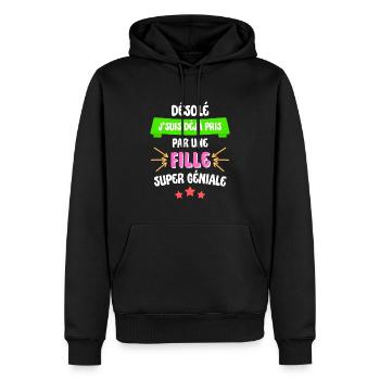 J'suis déjà pris pas une fille super géniale - Sweat à capuche Premium bio Homme - noir - Devant - Nico (187cm)